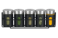 Cookinglife Spice Rack Black 5-Piece - With Spice Shakers 80 ml