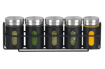 Cookinglife Spice Rack Black 5-Piece - With Spice Shakers 80 ml