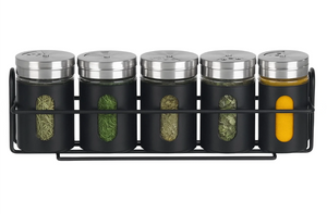 Cookinglife Spice Rack Black 5-Piece - With Spice Shakers 80 ml