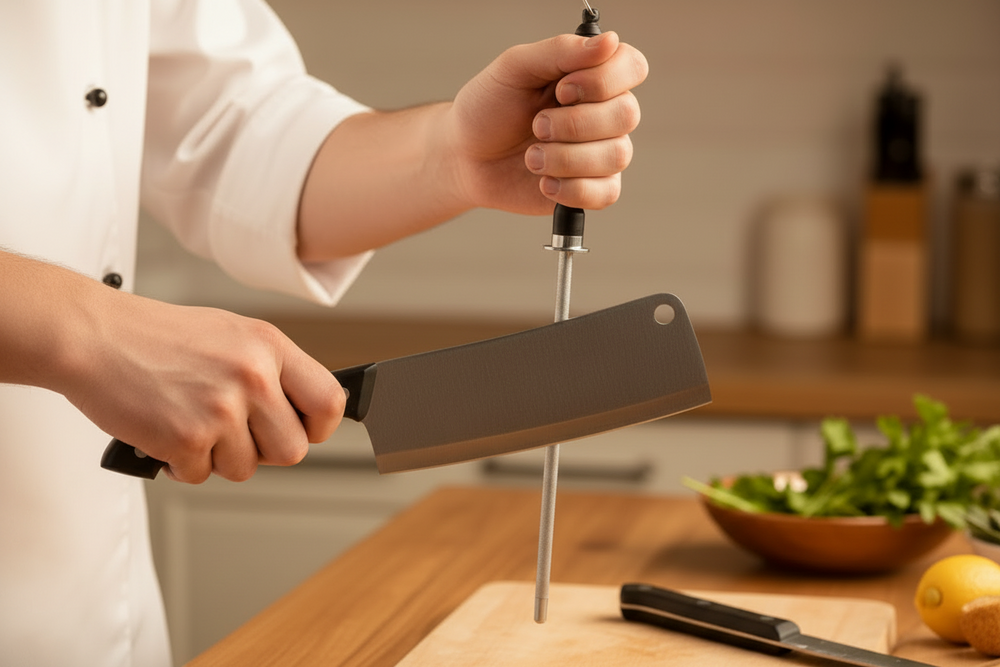 Cookinglife 11-Piece Stainless Steel Knife Set with Cutting Board 45 x 35 cm