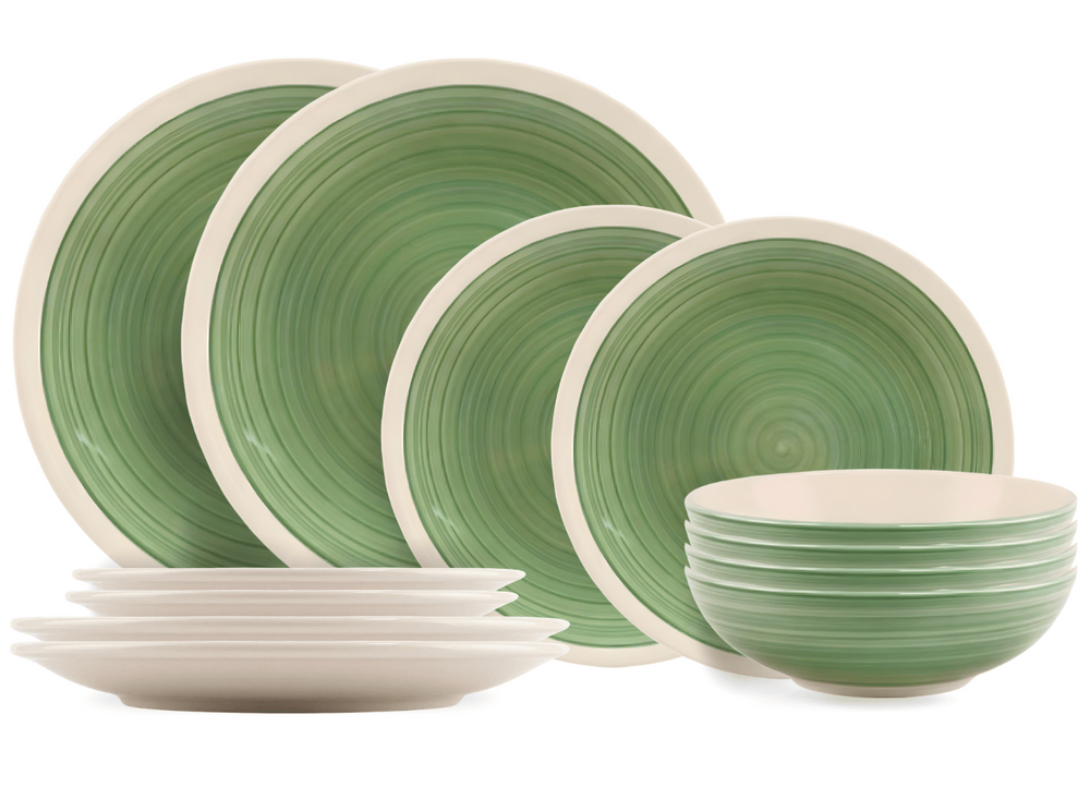 Cookinglife Dinnerware Set Ocean Green 12-Piece / 4 Persons - 4 dinner plates, 4 breakfast plates and 4 bowls