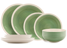 Cookinglife Dinnerware Set Oceanico Green 12-Piece / 4 Persons - 4 dinner plates, 4 breakfast plates and 4 bowls