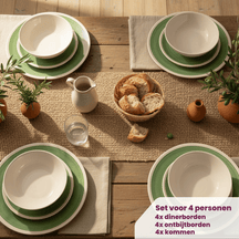 Cookinglife Dinnerware Set Ocean Green 12-Piece / 4 Persons - 4 dinner plates, 4 breakfast plates and 4 bowls
