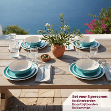 Cookinglife Dinnerware Set Ocean Turquoise 24-piece / 8 Persons - 8 dinner plates, 8 breakfast plates and 8 bowls
