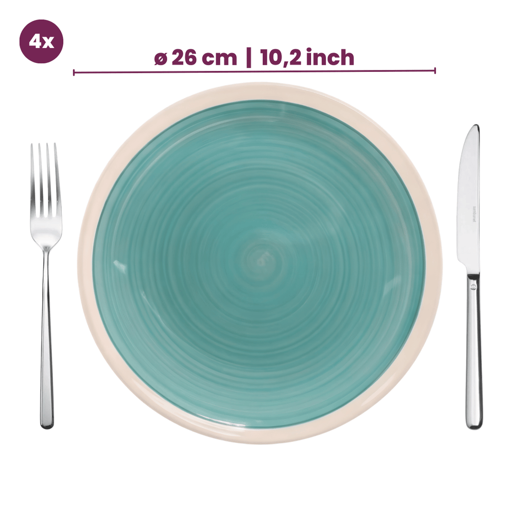 Cookinglife Dinnerware Set Oceanico Turquoise 12-Piece / 4 Persons - 4 dinner plates, 4 breakfast plates and 4 bowls