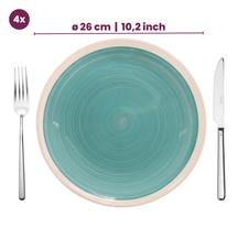 Cookinglife Dinnerware Set Oceanico Turquoise 12-Piece / 4 Persons - 4 dinner plates, 4 breakfast plates and 4 bowls