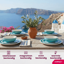 Cookinglife Dinnerware Set Oceanico Turquoise 12-Piece / 4 Persons - 4 dinner plates, 4 breakfast plates and 4 bowls