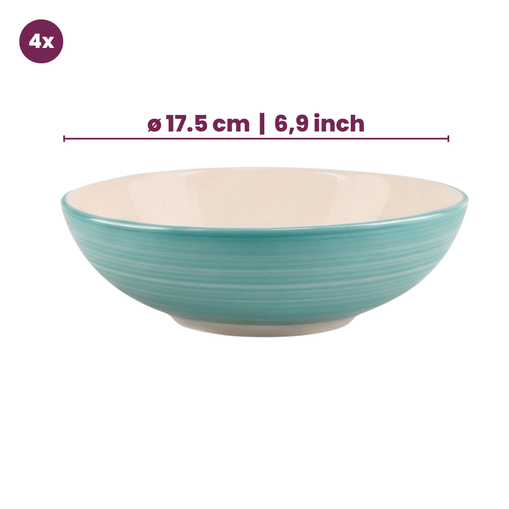 Cookinglife Dinnerware Set Oceanico Turquoise 12-Piece / 4 Persons - 4 dinner plates, 4 breakfast plates and 4 bowls