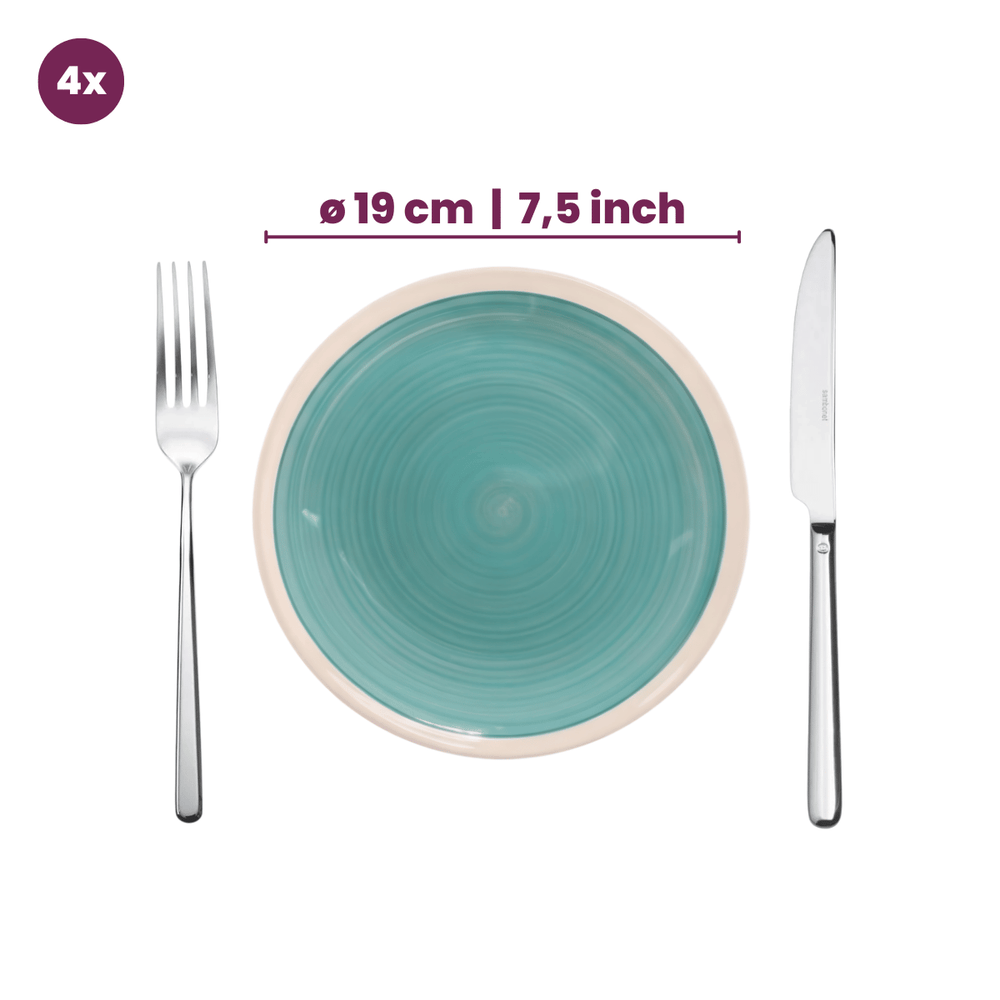 Cookinglife Dinnerware Set Oceanico Turquoise 12-Piece / 4 Persons - 4 dinner plates, 4 breakfast plates and 4 bowls