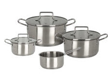 Cookinglife Pannenset 4-Delig RVS Kookpan ø 16, 18, 20 cm & Steelpan ø 16 - geschikt voor alle warmtebronnen