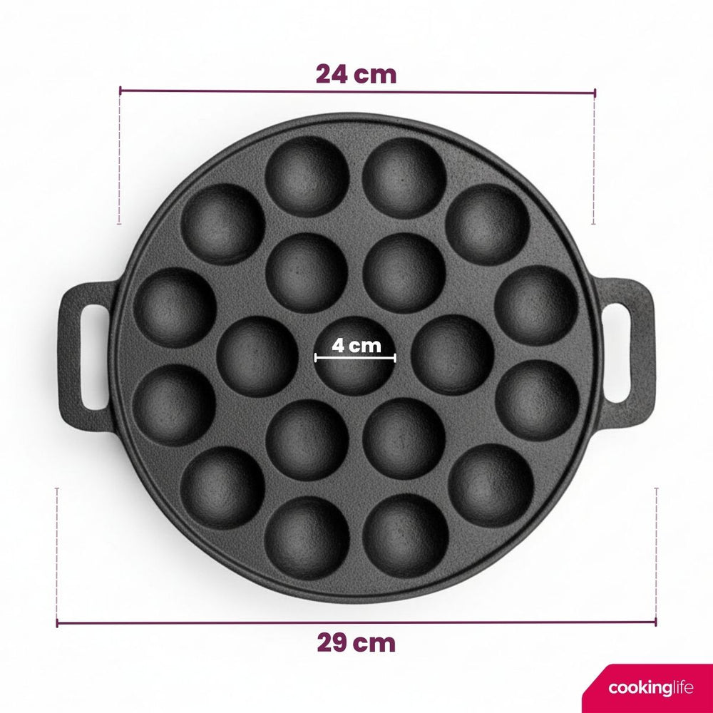 Cookinglife Poffertjes pan - cast iron - ø 24 cm - 19 poffertjes