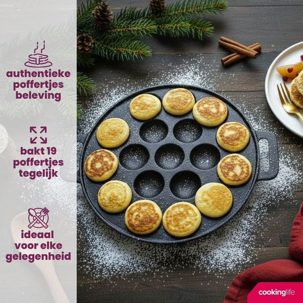 Cookinglife Poffertjes pan - cast iron - ø 24 cm - 19 poffertjes