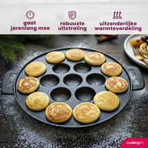 Cookinglife Poffertjes pan - cast iron - ø 24 cm - 19 poffertjes
