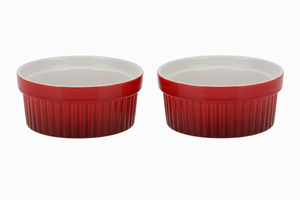 Cookinglife Ramekins Red - Porcelain - ø 11cm - 2 Pieces