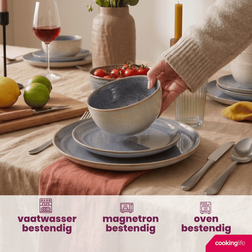 Cookinglife Dinnerware set Serene Blue 12-piece / 4 persons - 4 dinner plates, 4 breakfast plates and 4 bowls