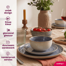 Cookinglife Dinnerware set Serene Blue 12-piece / 4 persons - 4 dinner plates, 4 breakfast plates and 4 bowls