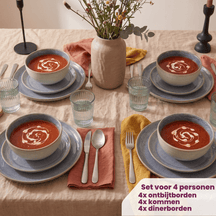 Cookinglife Dinnerware set Serene Blue 12-piece / 4 persons - 4 dinner plates, 4 breakfast plates and 4 bowls