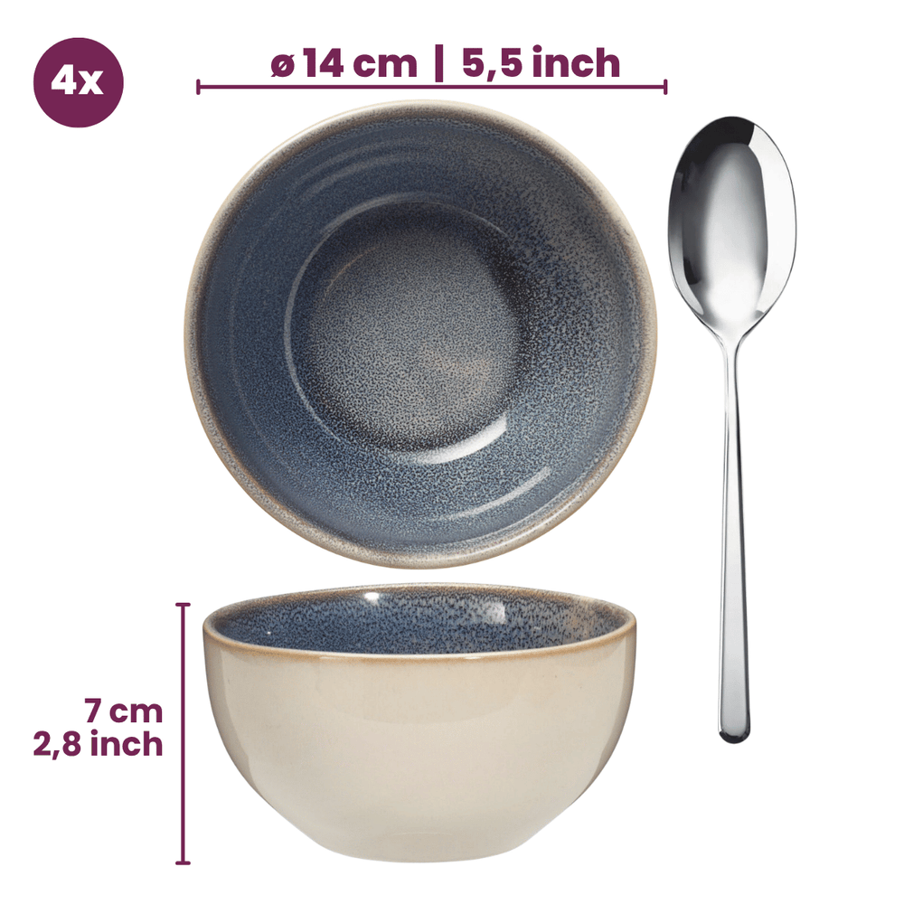 Cookinglife Dinnerware set Serene Blue 12-piece / 4 persons - 4 dinner plates, 4 breakfast plates and 4 bowls