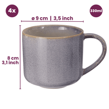 Cookinglife Coffee Mugs Serene Blue 330 ml - Pottery - 4 pieces
