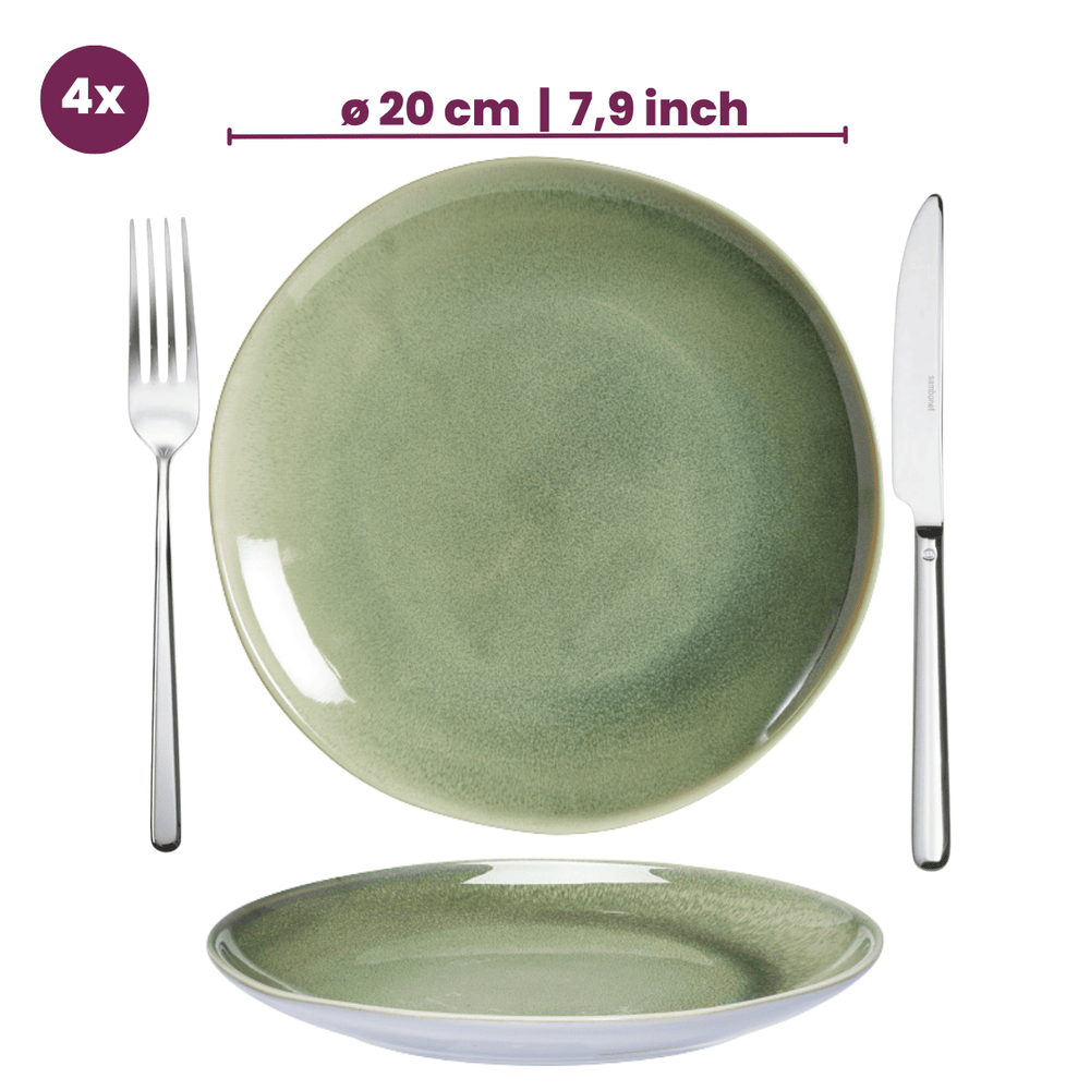 Cookinglife Side Plates / Dessert Plates Serene Green Ø 20 cm - Pottery - 4 pieces