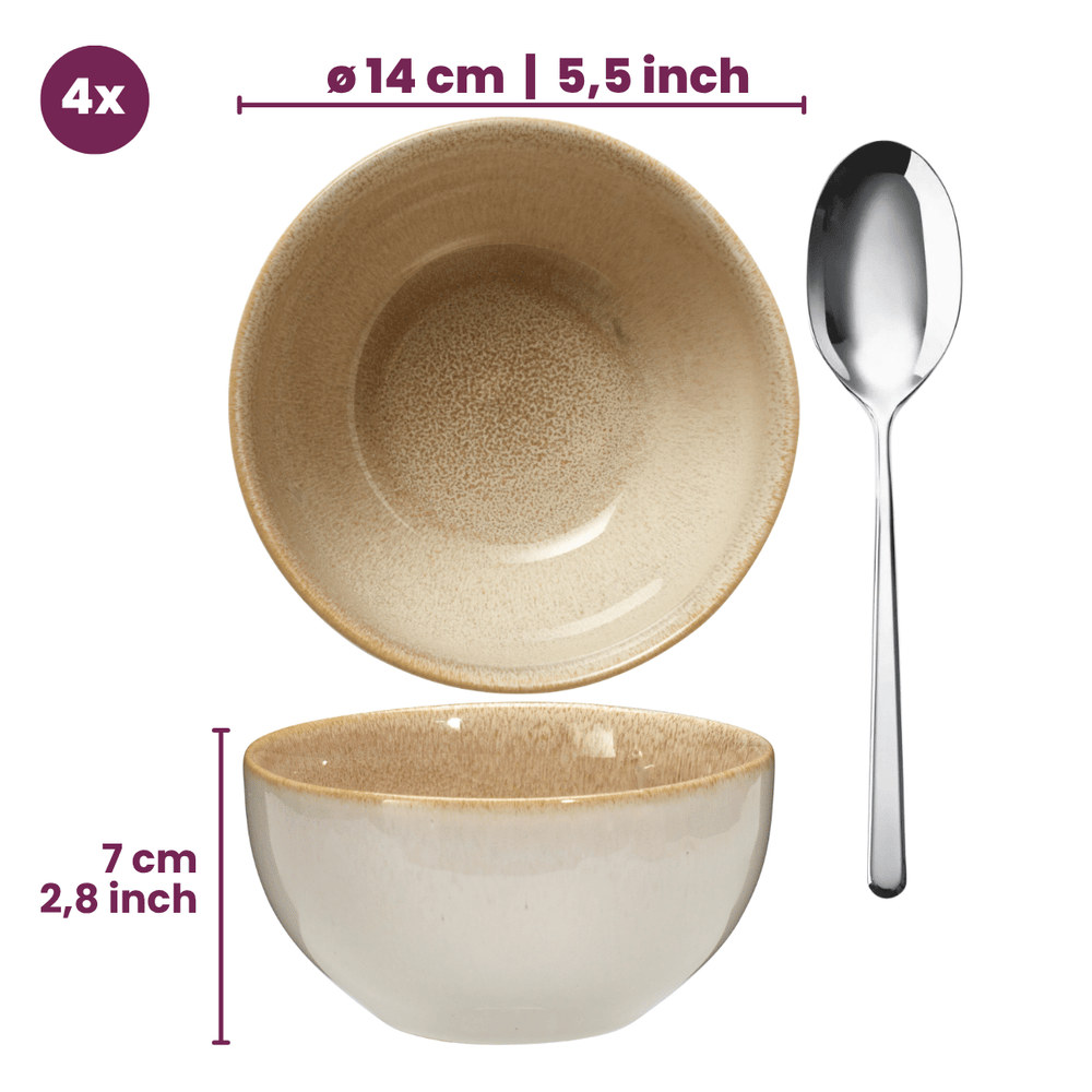 Cookinglife Soup Bowls / Bowls Serene Sand ø 14 cm - Pottery - 4 pieces