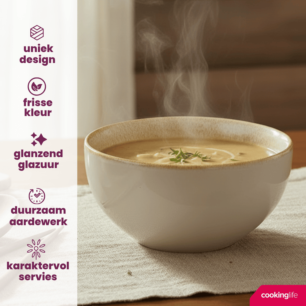 Cookinglife Soup Bowls / Bowls Serene Sand ø 14 cm - Pottery - 4 pieces