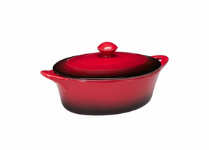 Cookinglife Serving Pan with Lid Red - Porcelain - 600 ml