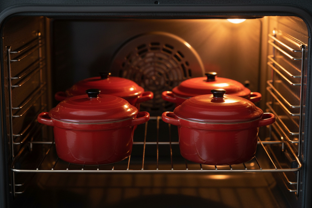 Cookinglife Serving Pan with Lid Red - Porcelain - ø 10 cm / 300 ml