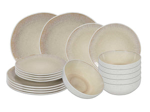 Cookinglife Tableware Set Nola Sand Reactive Glaze 18-piece / 6 people - 6 dinner plates, 6 side plates, and 6 bowls