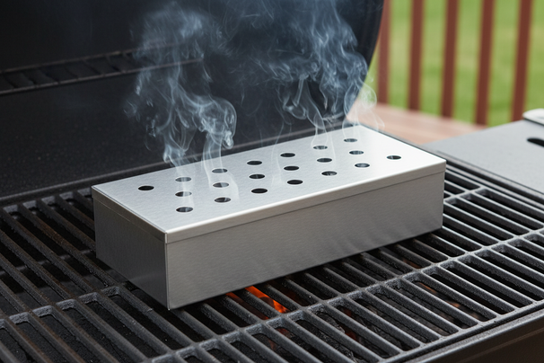 Cookinglife Smoker Box Fire & Flavour Stainless Steel 25 cm - Smoker box for BBQ and Grill
