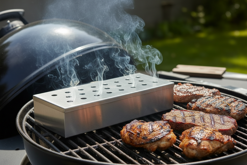 Cookinglife Smoker Box Fire & Flavour Stainless Steel 25 cm - Smoker box for BBQ and Grill