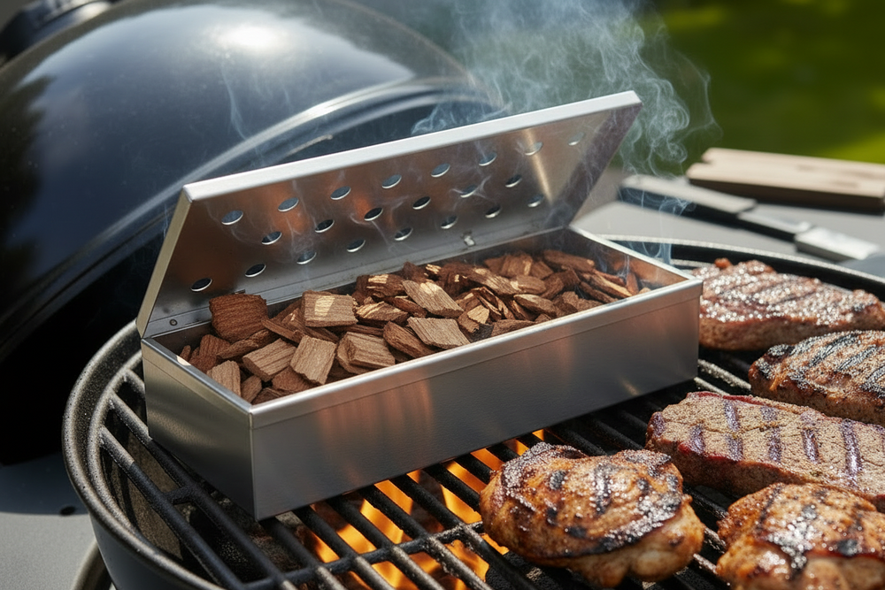 Cookinglife Smoker Box Fire & Flavour Stainless Steel 25 cm - Smoker box for BBQ and Grill
