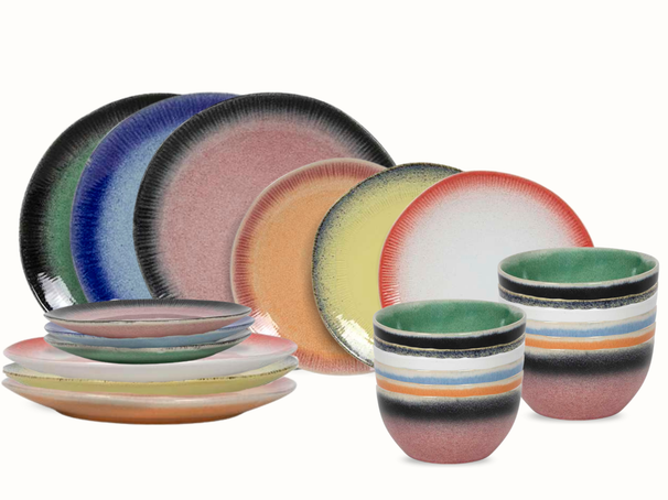 Studio Tavola Dinnerware Set Fire 24-piece / 6 people - 6 dinner plates, 6 side plates, 6 bowls, and 6 small bowls
