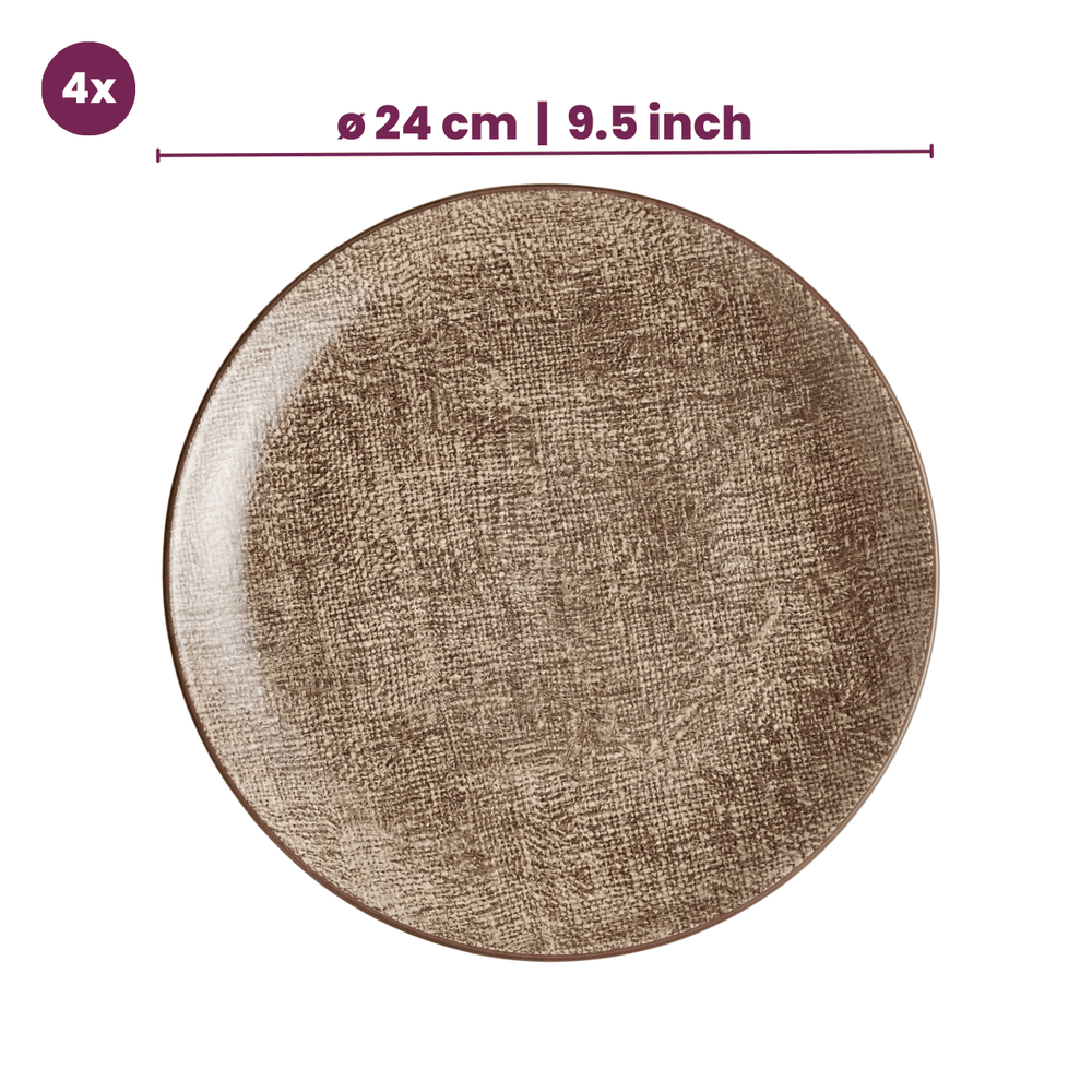 Cookinglife Tela Brown Porcelain Dinnerware Set 12-piece / 4 persons - 4 dinner plates, 4 breakfast plates and 4 deep plates