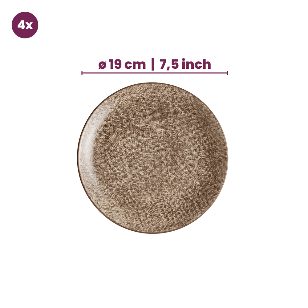 Cookinglife Tela Brown Porcelain Dinnerware Set 12-piece / 4 persons - 4 dinner plates, 4 breakfast plates and 4 deep plates