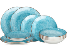 Cookinglife Tela Blue Porcelain Dinnerware Set 12-piece / 4 persons - 4 dinner plates, 4 breakfast plates and 4 deep plates