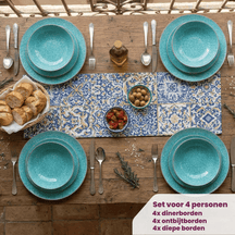 Cookinglife Tela Green Porcelain Dinnerware Set 12-piece / 4 persons - 4 dinner plates, 4 breakfast plates and 4 deep plates