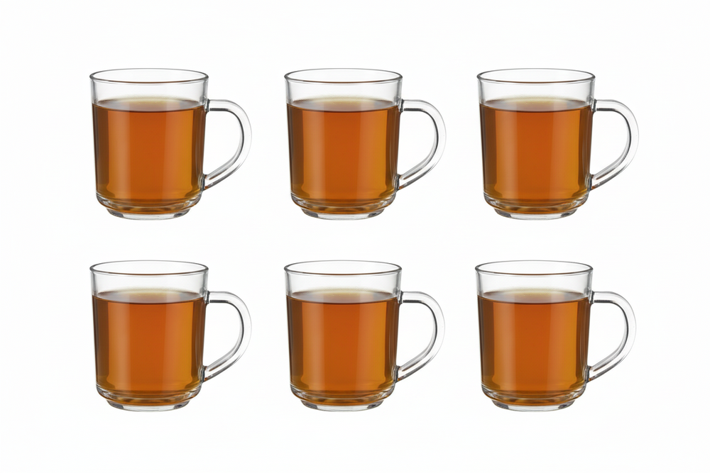 Cookinglife Tea Glasses 220 ml Clear Glass - Set of 6 for Hot Beverages