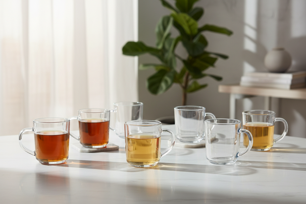 Cookinglife Tea Glasses 220 ml Clear Glass - Set of 6 for Hot Beverages