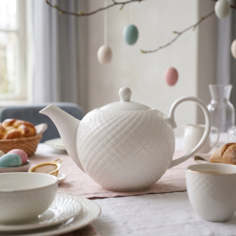 Cookinglife Teapot Diamond White Porcelain - 900 ml