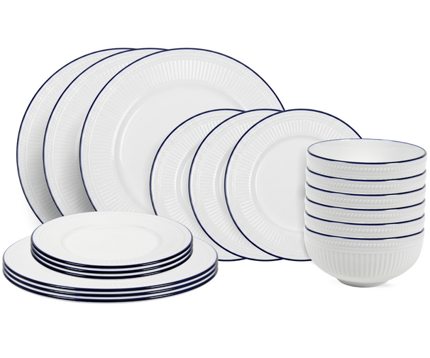 Cookinglife Dinnerware Set Whitmore 18-piece / 6 people - 6 dinner plates, 6 breakfast plates and 6 bowls