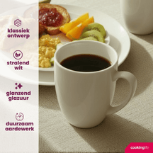 Cookinglife Dinnerware Set Porcelain White 16-piece / 4 people - 4 dinner plates, 4 side plates, 4 bowls, and 4 mugs