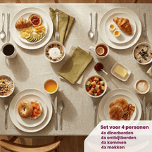 Cookinglife Dinnerware Set Porcelain White 16-piece / 4 people - 4 dinner plates, 4 side plates, 4 bowls, and 4 mugs