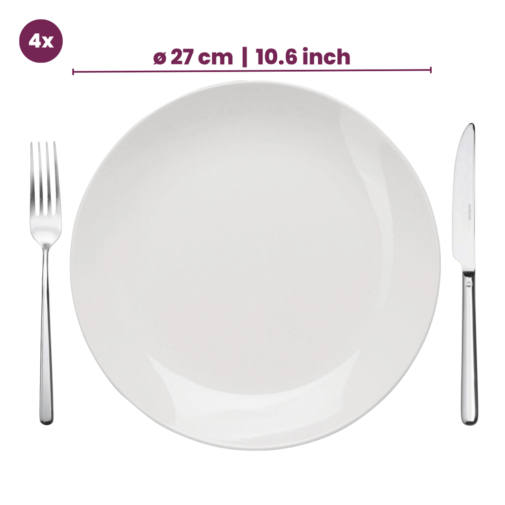 Cookinglife Dinnerware Set Porcelain White 16-piece / 4 people - 4 dinner plates, 4 side plates, 4 bowls, and 4 mugs