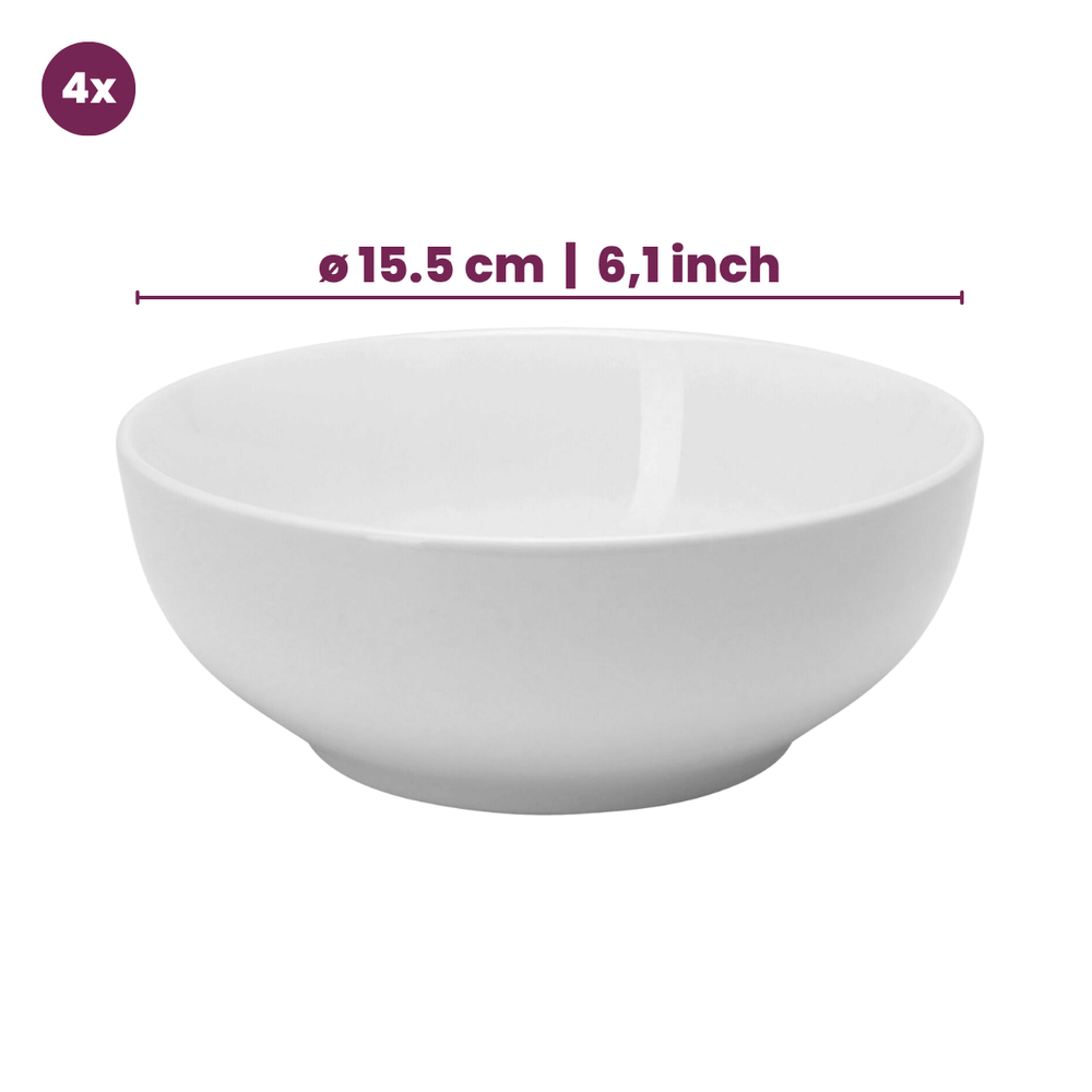 Cookinglife Dinnerware Set Porcelain White 16-piece / 4 people - 4 dinner plates, 4 side plates, 4 bowls, and 4 mugs