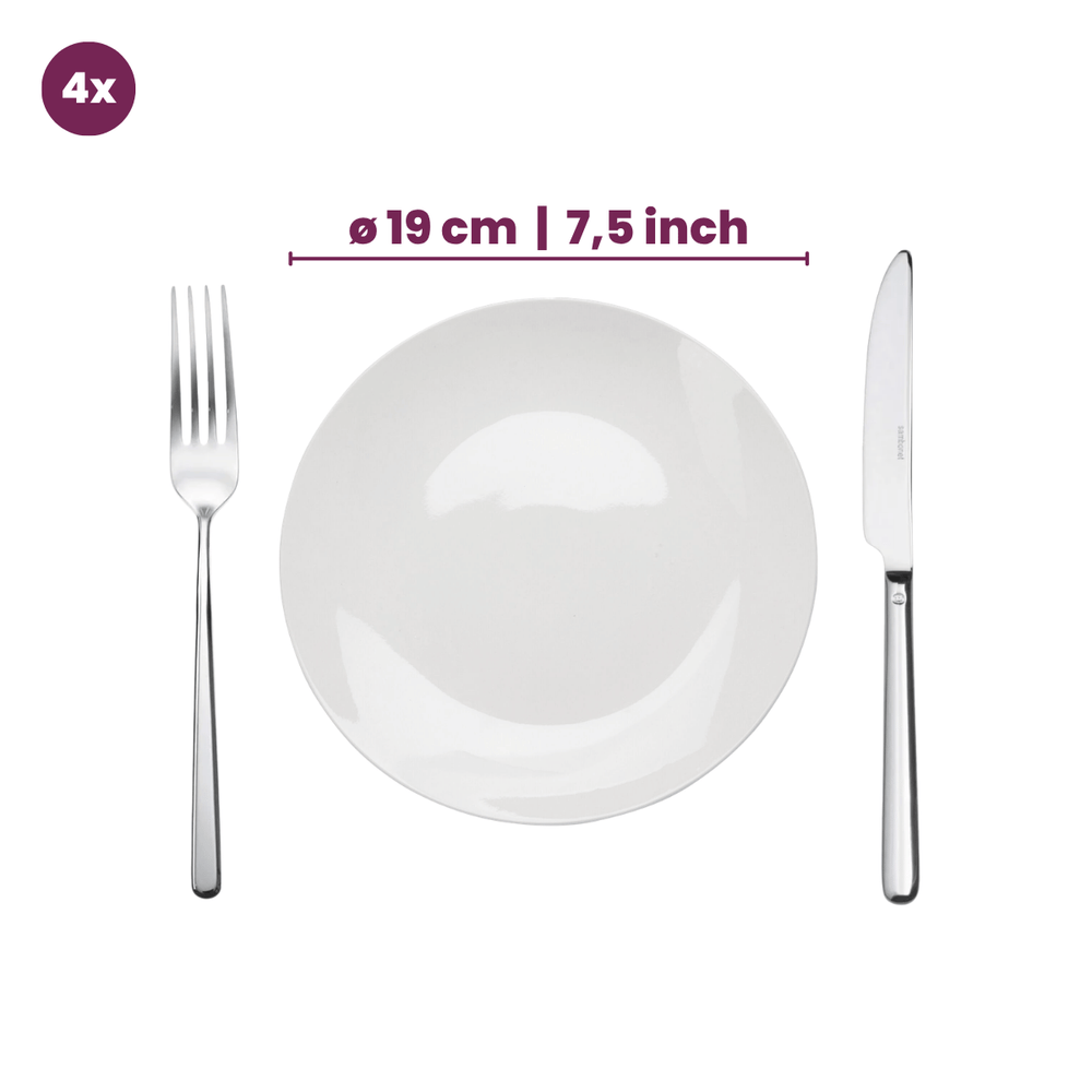 Cookinglife Dinnerware Set Porcelain White 16-piece / 4 people - 4 dinner plates, 4 side plates, 4 bowls, and 4 mugs