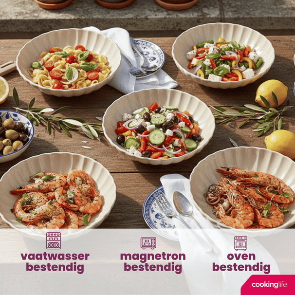 Cookinglife Deep Plates/ Pasta Bowls Cardida Beige ø 20 cm - 6 pieces