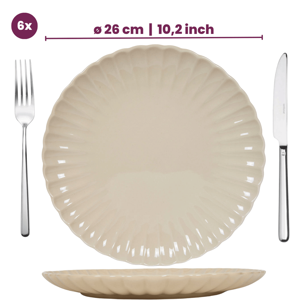 Cookinglife Dinnerware Set Cardida Beige 18-pieces / 6 people - 6 dinner plates, 6 side plates and 6 bowls