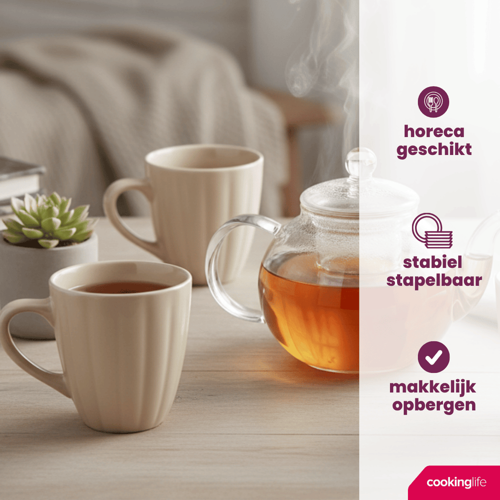 Cookinglife Mugs Cardida Beige 350 ml - 6 pieces