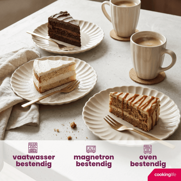 Cookinglife Breakfast Plates / Dessert Plates Cardida Beige ø 19.5 cm - 6 pieces